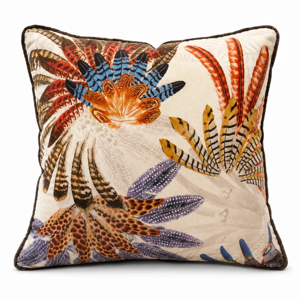 Colorful Feathers Cushion