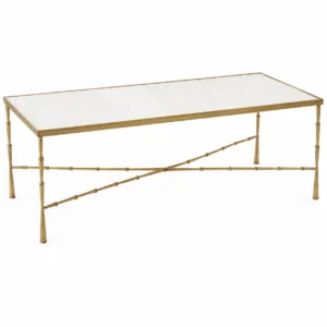 Spike Cocktail Table-Antique Brass with White Marble Top