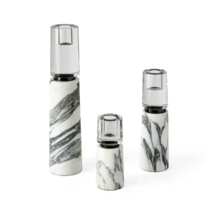Optic Candleholders - Marble, Set of 3
