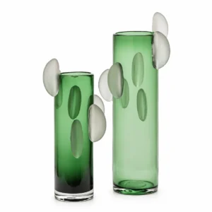 Vase Frost Flower Green Set of two