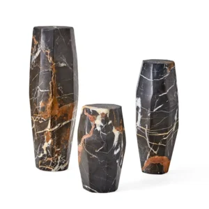 Multifaceted Taper Candleholders - Marble Set of 3