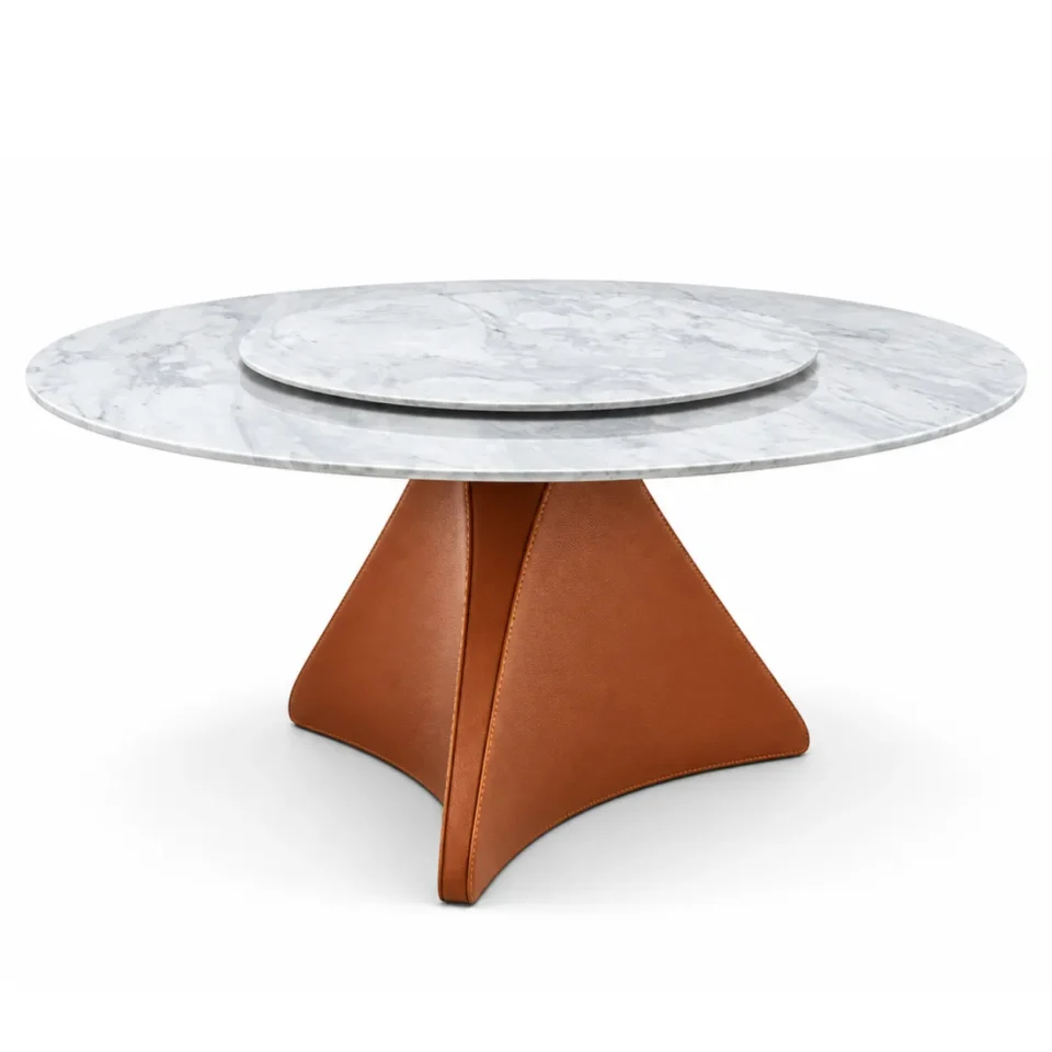 Spin Dining Table White Carrara Marble