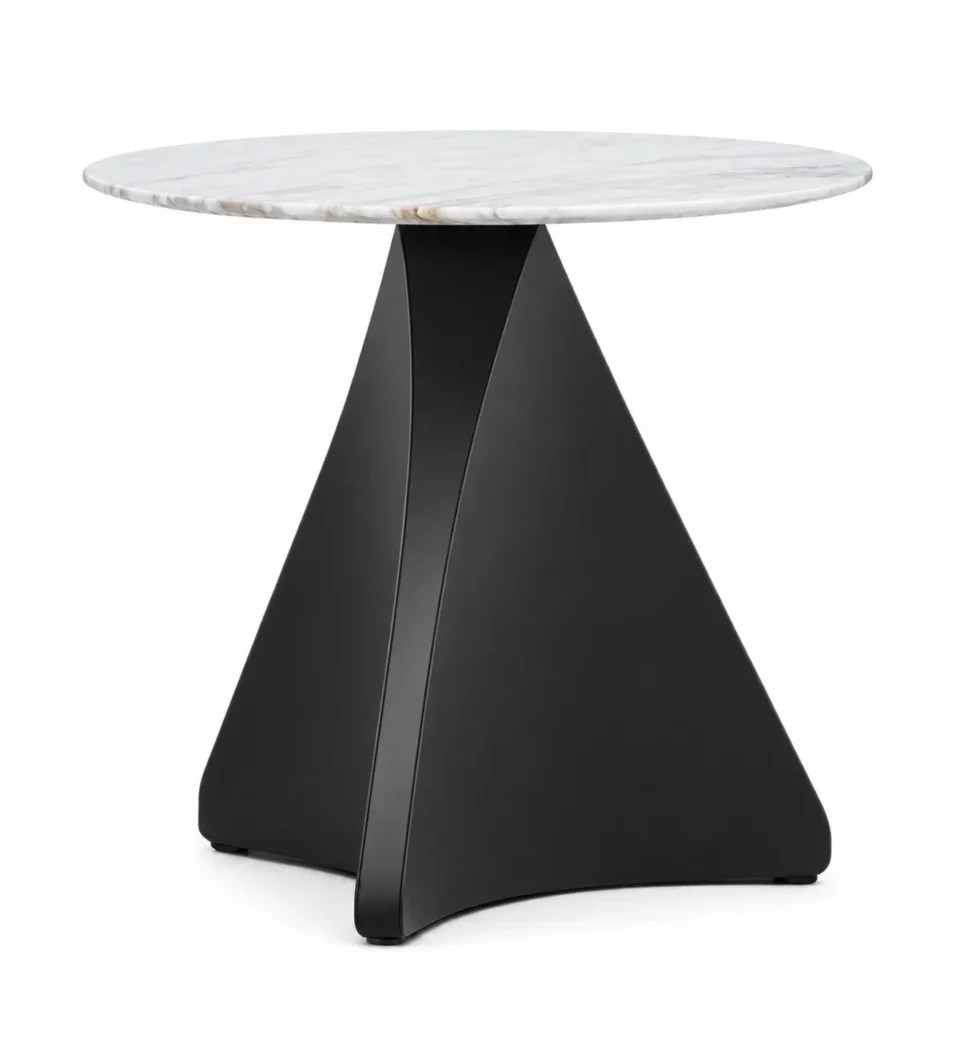 Spin Side Table White Carrara Marble