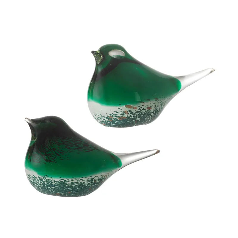 Green Glass Birds Set