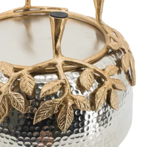 Hammred Metal Bowl With Floral Stand (2)