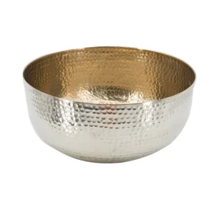 Hammred Metal Bowl With Floral Stand (5)