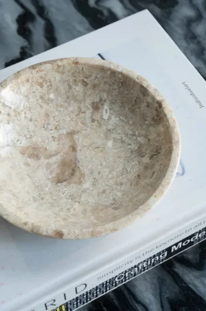 Round Marble Decorative Bowl, Cream (1)