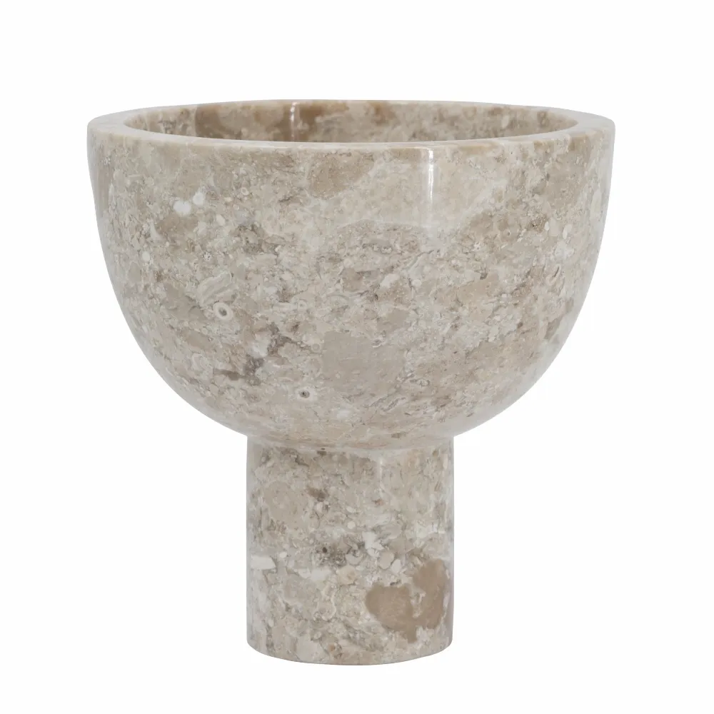 Round Marble Pedestal Bowl, Cream