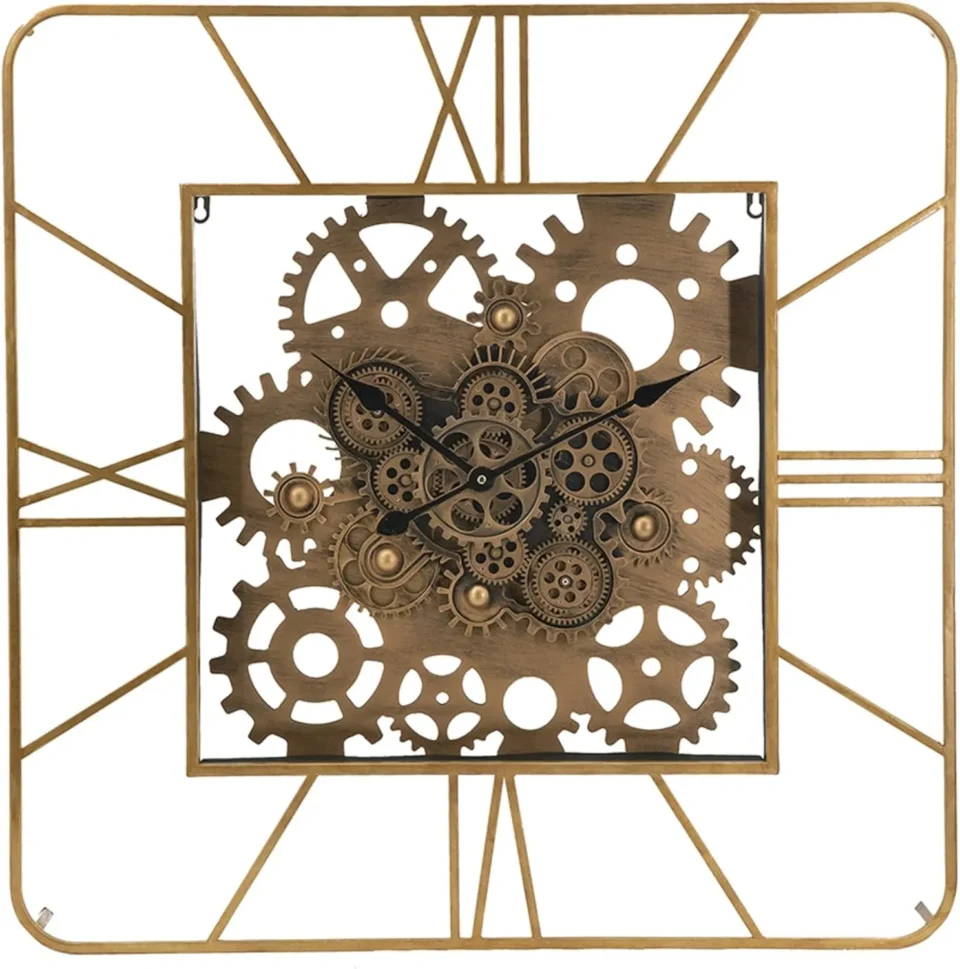 Square Metal and Glass Wall Clock