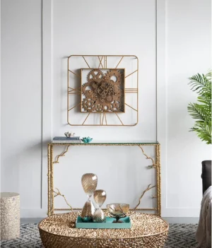 Square Metal and Glass Wall Clock (4)