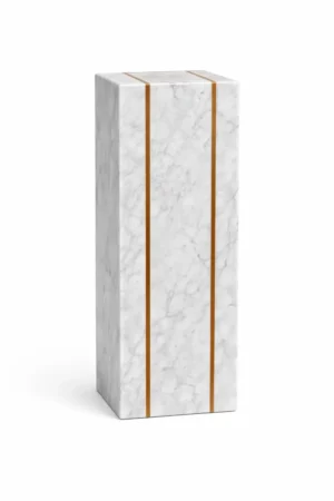 White Carrara and Copper PEdestal (1)