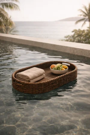 Oval Dark Wicker Pool Tray (3)
