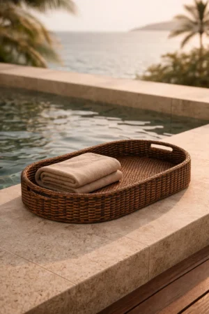 Oval Dark Wicker Pool Tray (4)