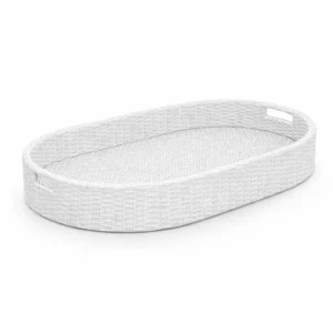 Oval Rattan White Tray