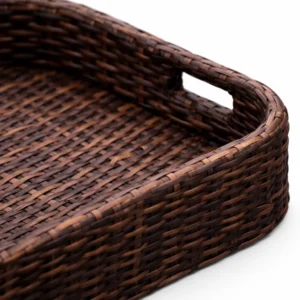 Rectangular Dark Wicker Pool Tray (1)