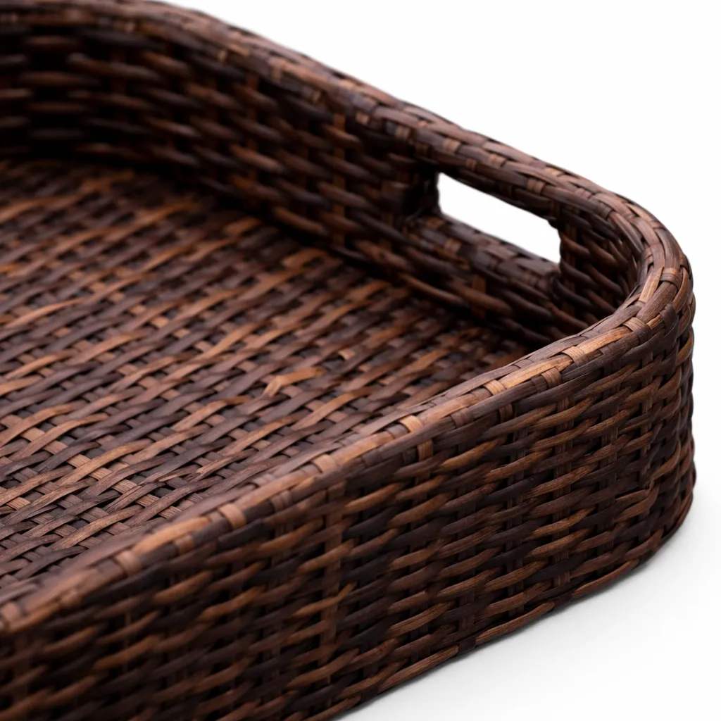 Rectangular Dark Wicker Pool Tray (1)