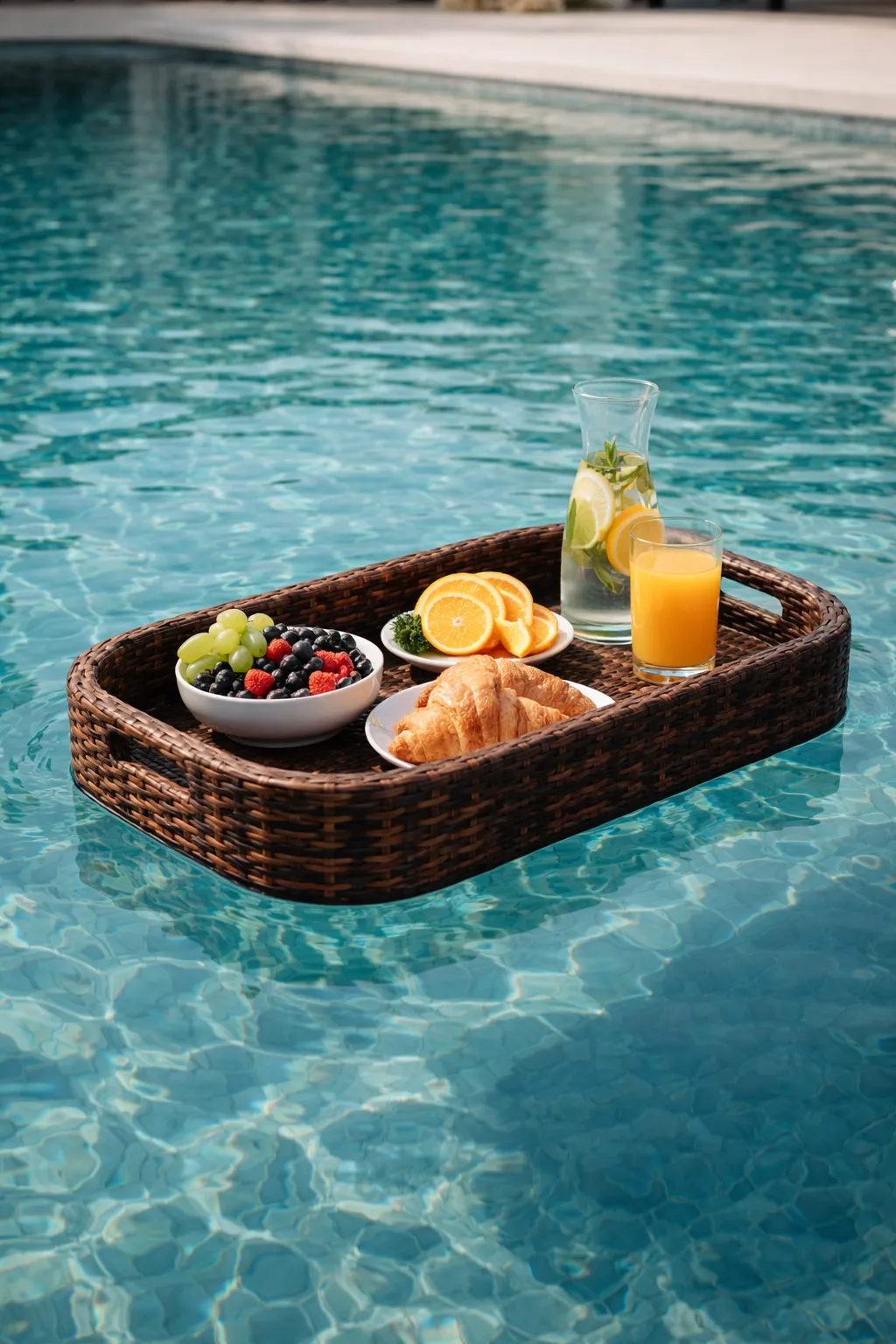 Rectangular Dark Wicker Pool Tray (3)