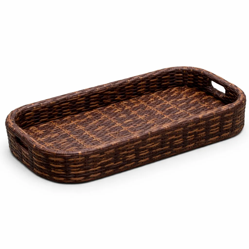 Rectangular Dark Wicker Pool Tray (5)