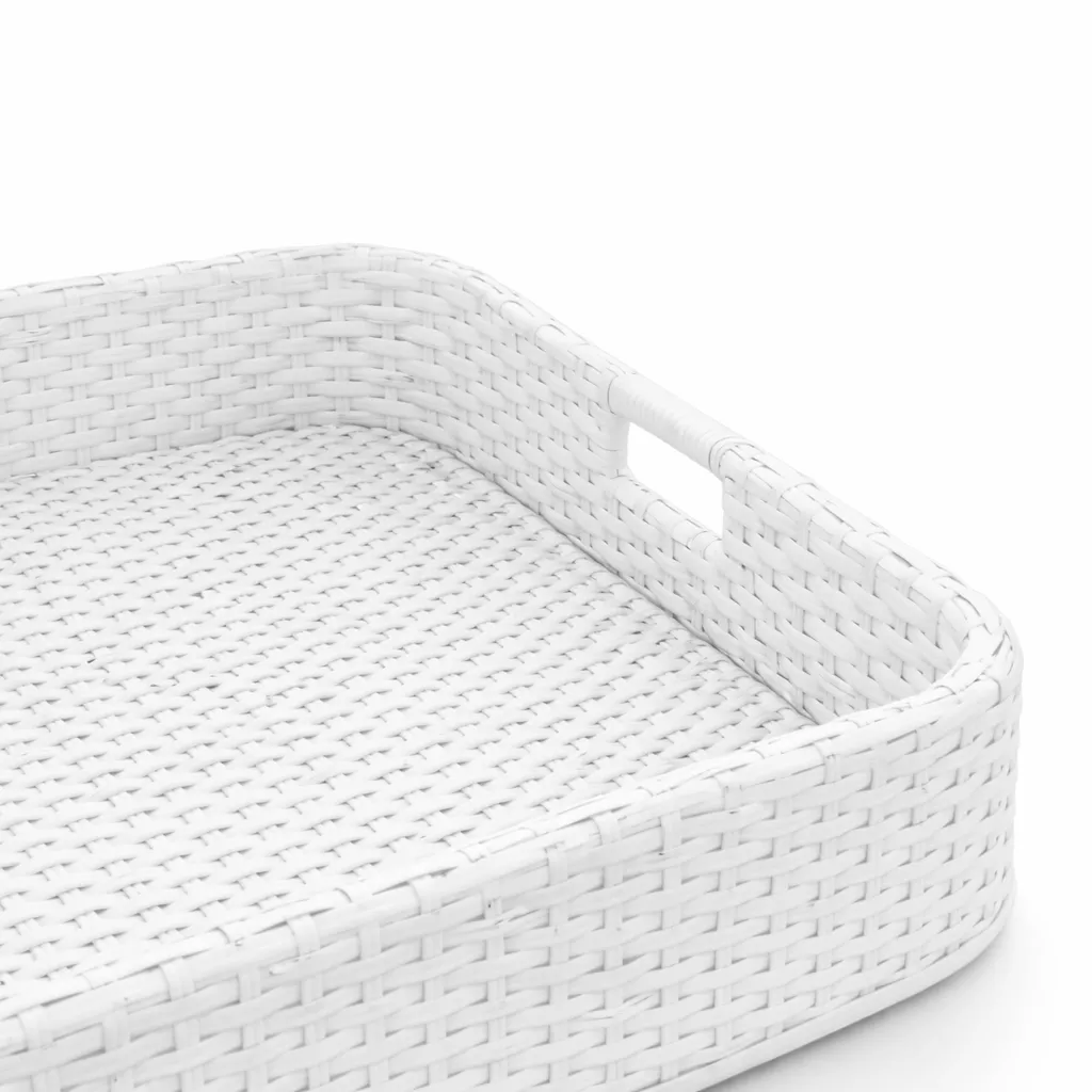 Rectangular White Wicker Pool Tray (1)