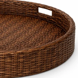 Round Dark Wicker Pool Tray (1)