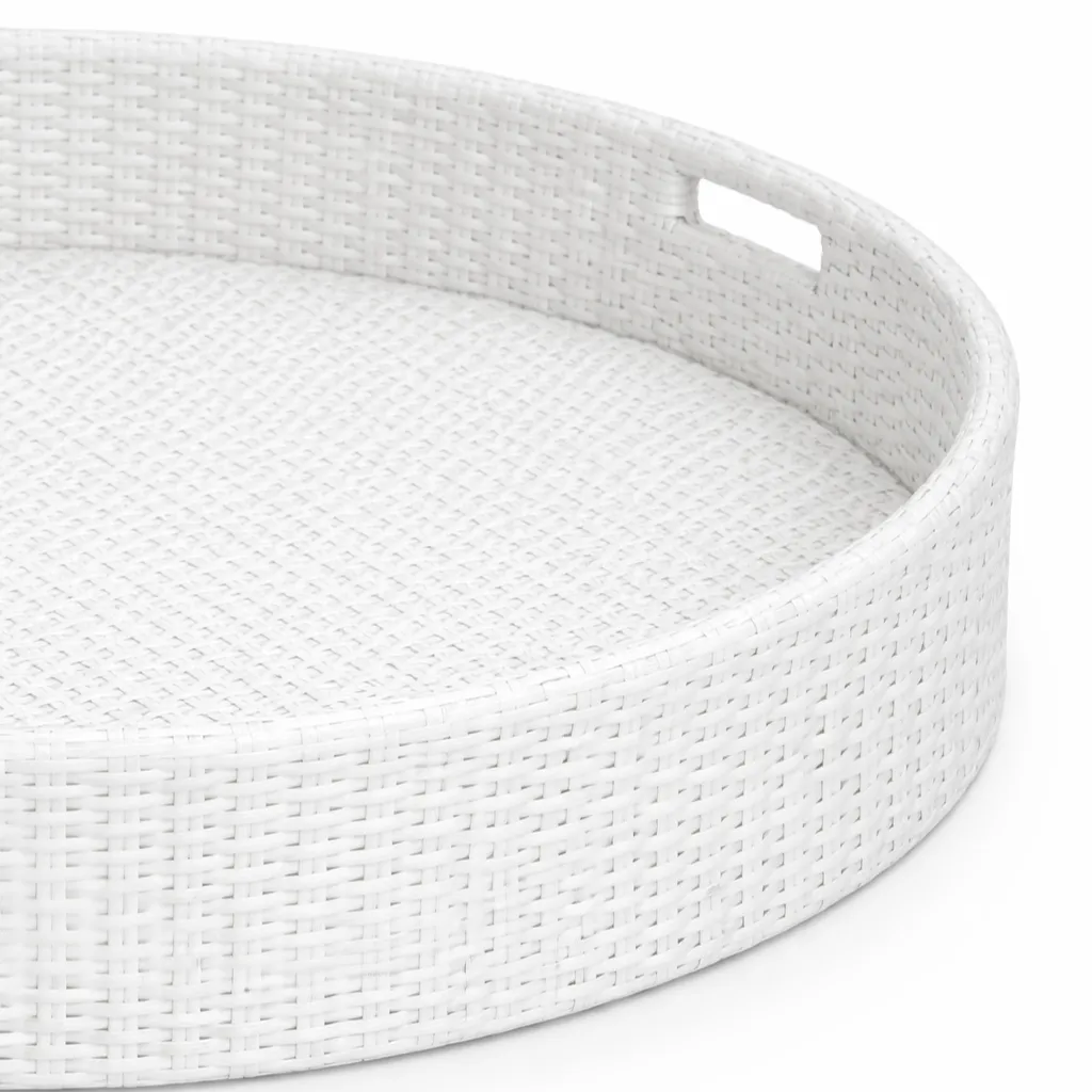 Round White Wicker Pool Tray (5)
