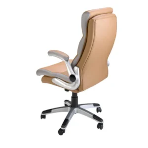 Swivel office chair in brown faux leather (2)