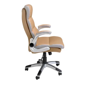 Swivel office chair in brown faux leather (5)