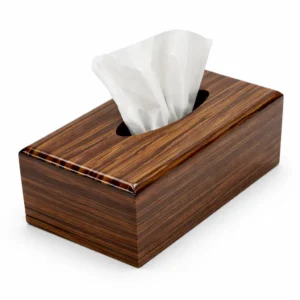 Zebrano Tissue Box – Light Finish (1)