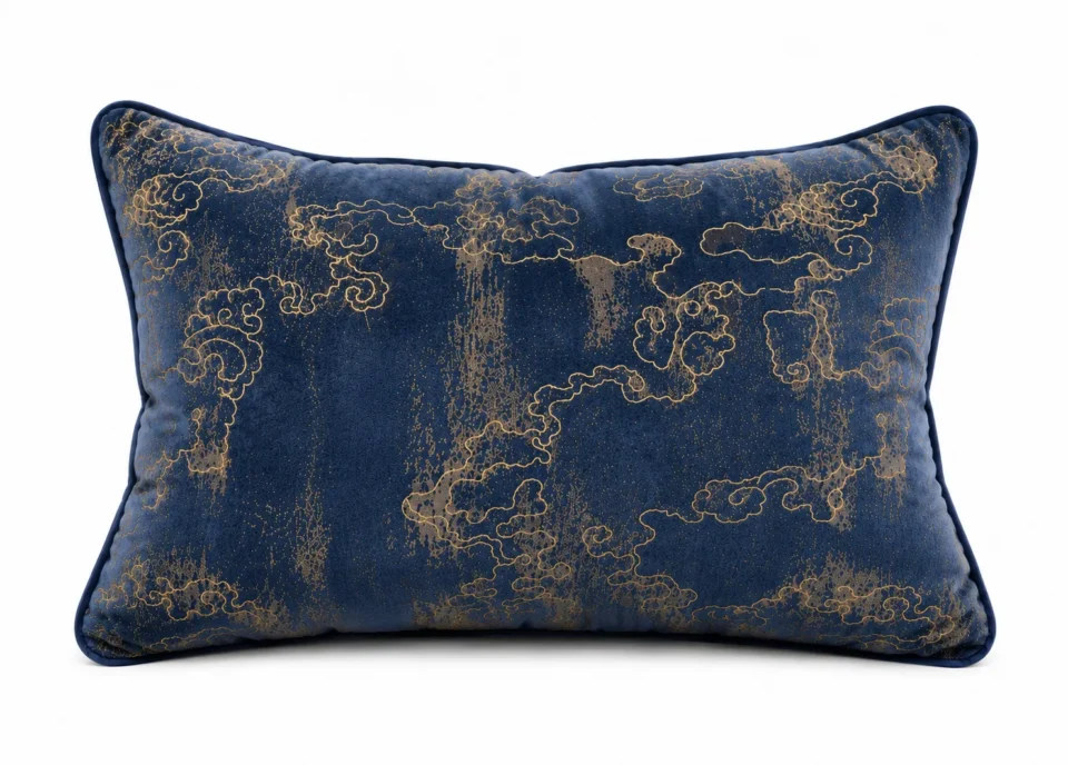 Blue Jacquard Cloud Lumbar Cushion