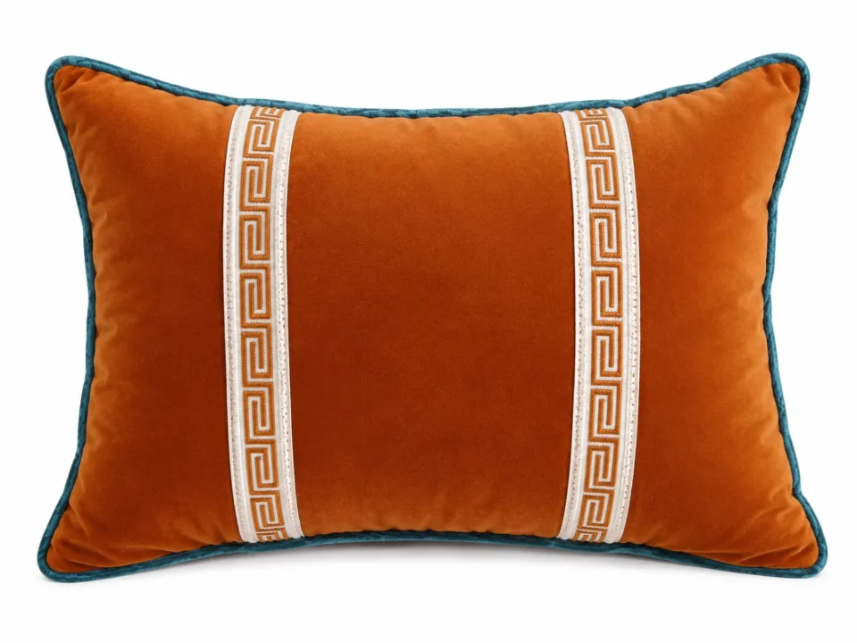 Burnt Terracota Velvet Back Pillow