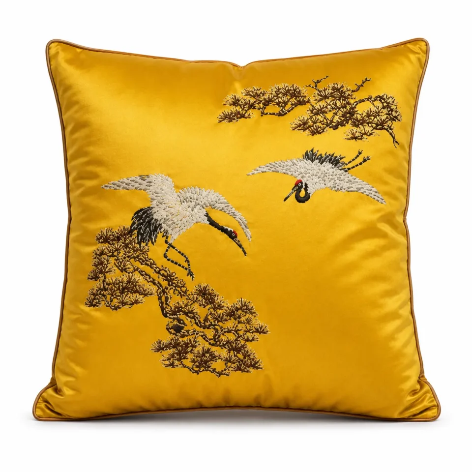 Golden Crane Cushion
