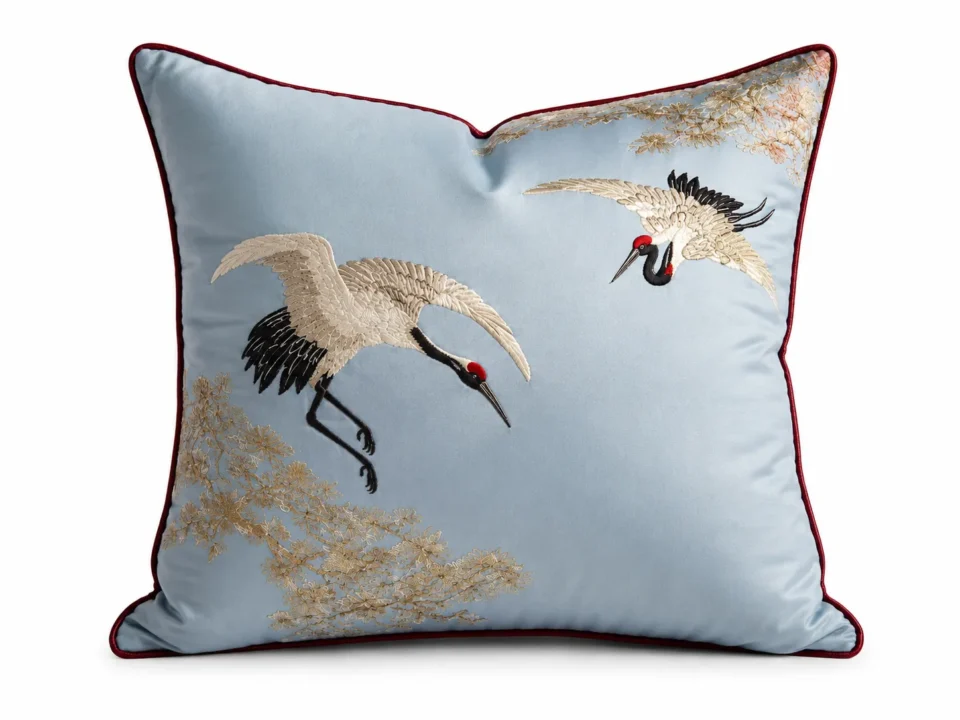 Light Blue Cranes Cushion