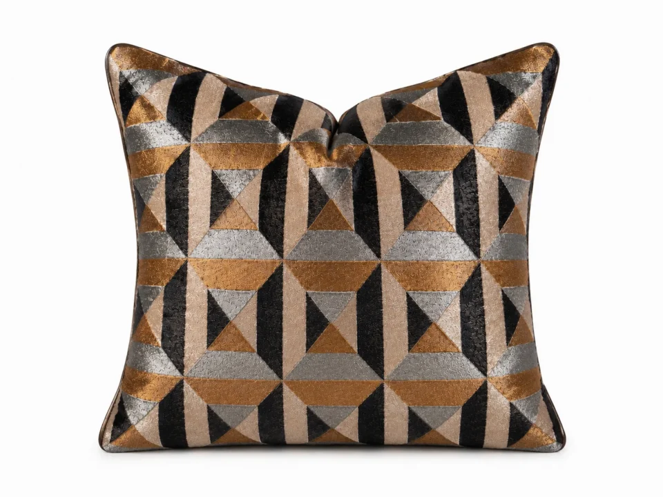 Triangle Marquetry Cushion