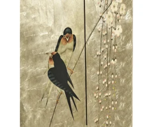 Handpainted on Light Gold Foil Drinks Cabinet (3)