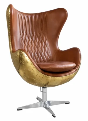 Egg Chair Vintage Leather Brass (1)