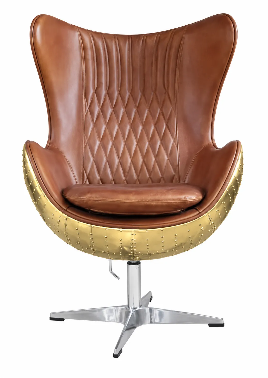 Egg Chair Vintage Leather Brass (2)