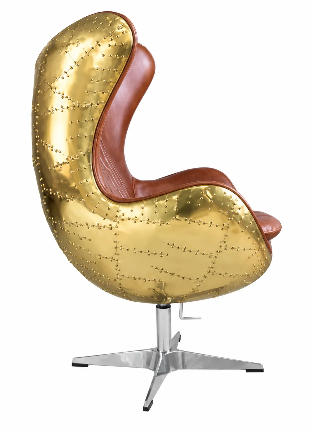 Egg Chair Vintage Leather Brass (3)