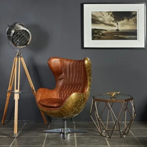 Egg Chair Vintage Leather Brass (4)