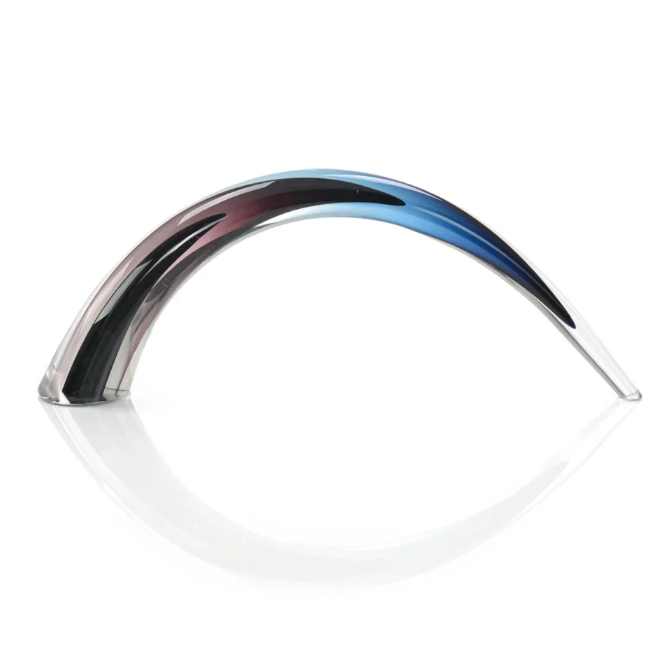 Add a splash of color with this Art Deco-inspired sculpture with layers of violet and dark blue within handblown clear glass.
